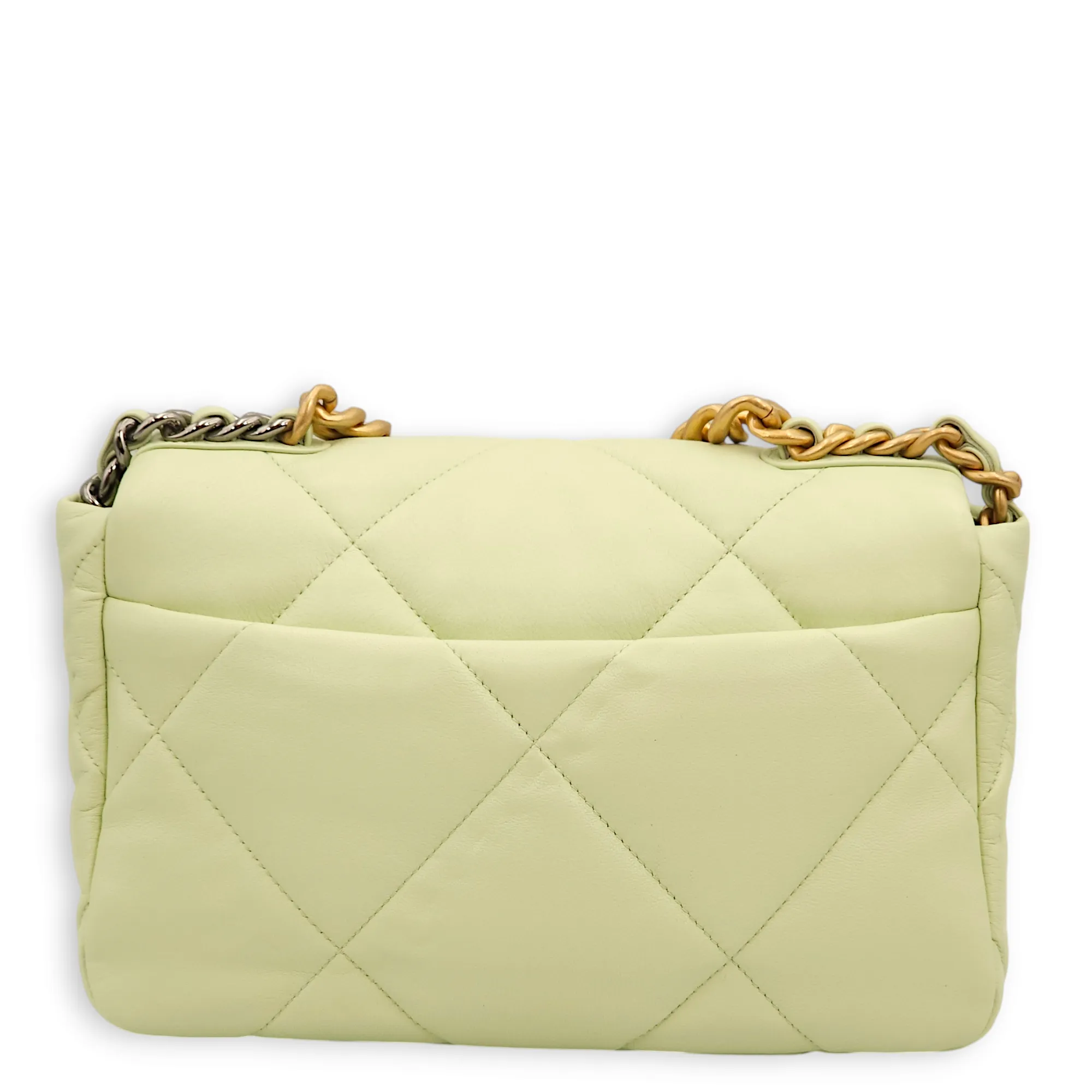 S19 Flap Small Pastel Green Shoulder Bag in Lambskin, 3-Tone hardware