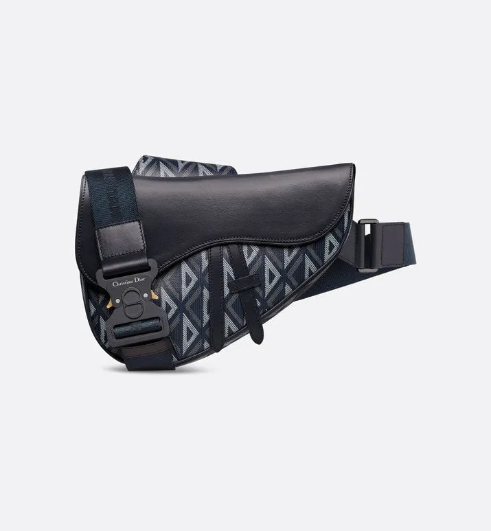 Saddle Bag • Navy Blue CD Diamond Canvas and Smooth Calfskin