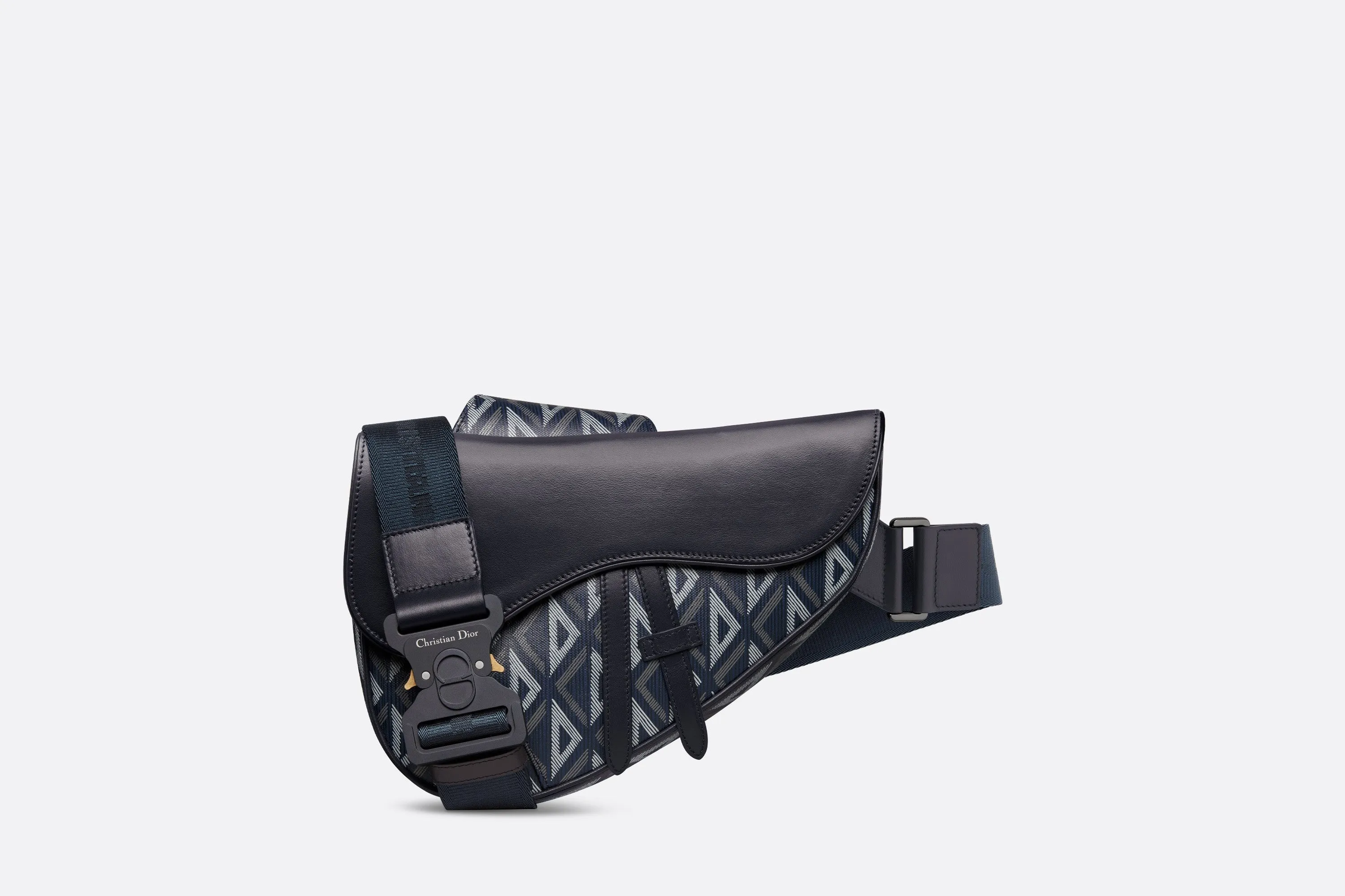 Saddle Bag • Navy Blue CD Diamond Canvas and Smooth Calfskin