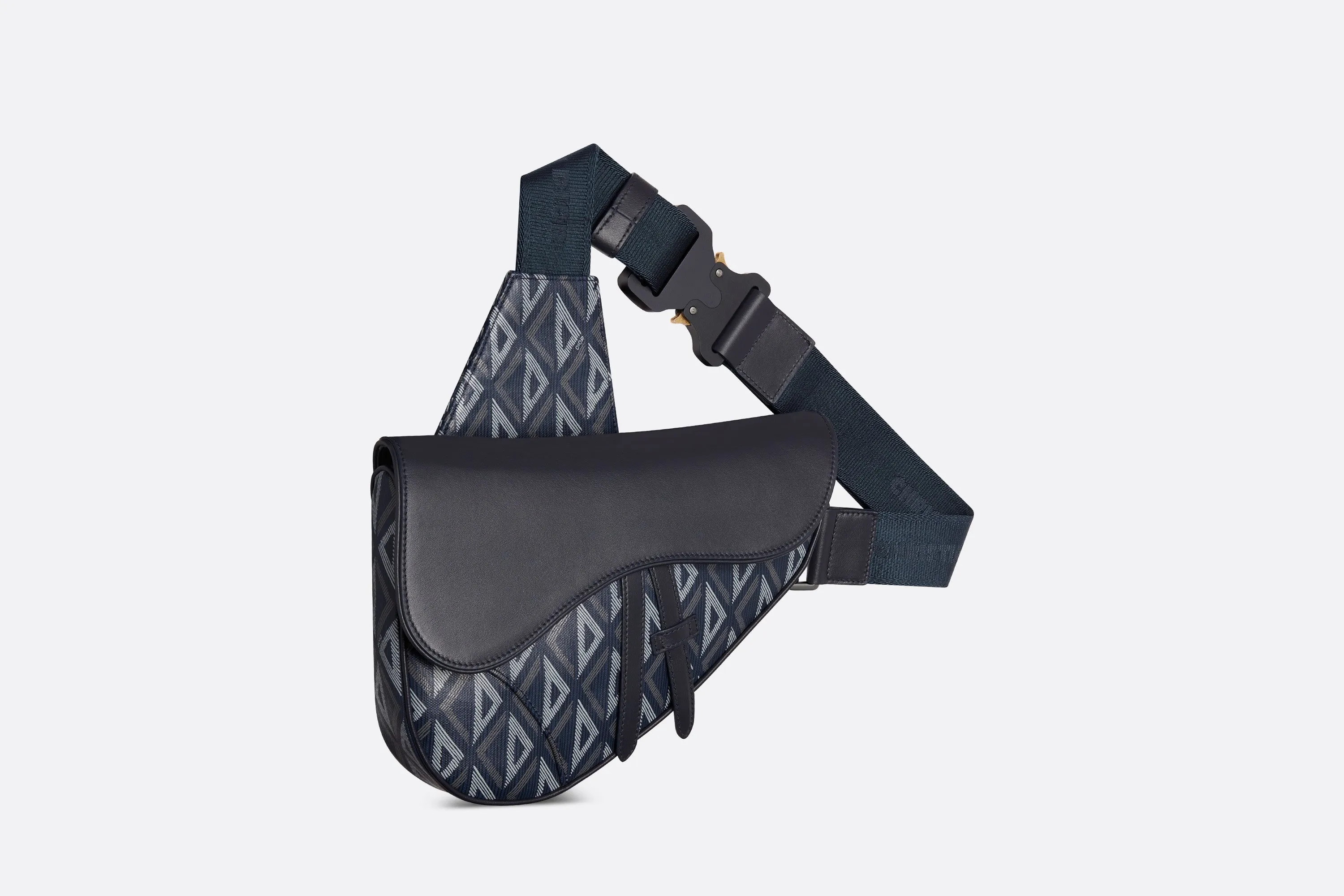 Saddle Bag • Navy Blue CD Diamond Canvas and Smooth Calfskin