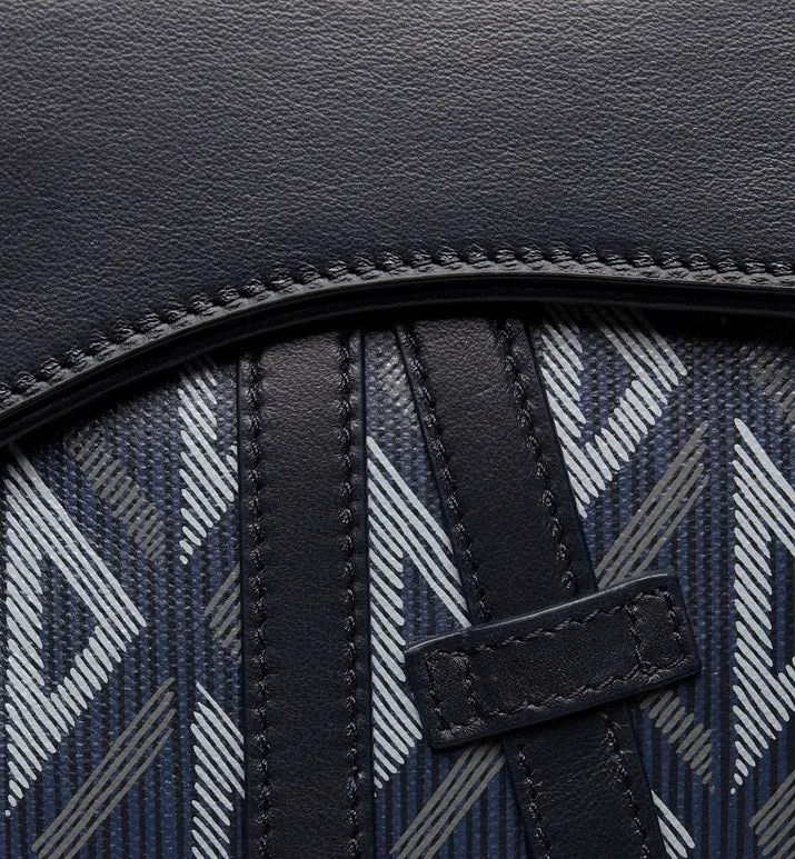 Saddle Bag • Navy Blue CD Diamond Canvas and Smooth Calfskin
