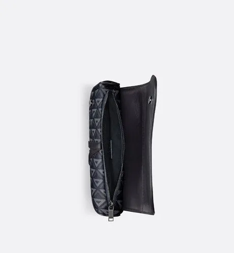 Saddle Bag • Navy Blue CD Diamond Canvas and Smooth Calfskin