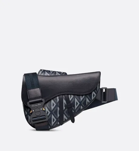 Saddle Bag • Navy Blue CD Diamond Canvas and Smooth Calfskin