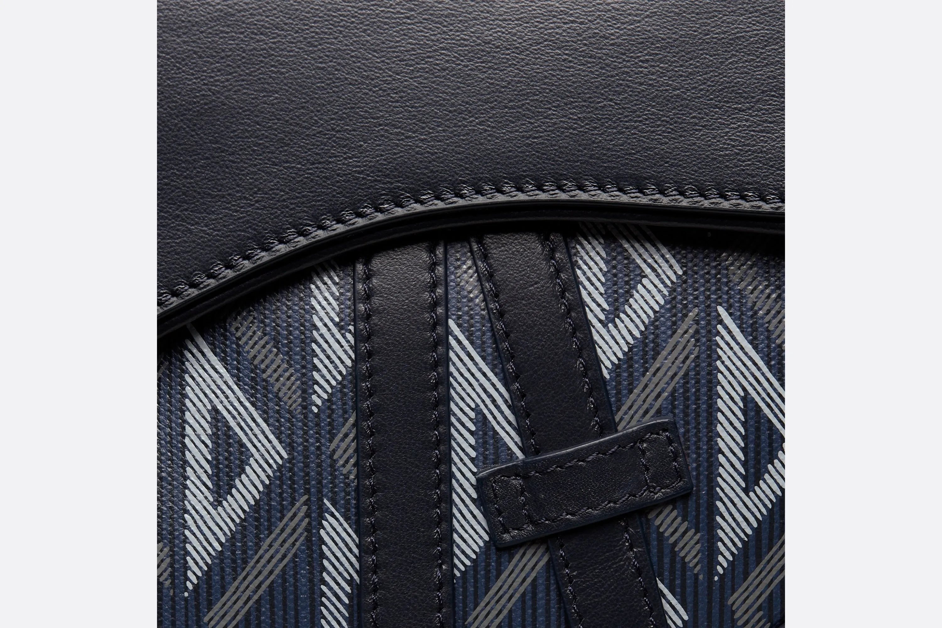 Saddle Bag • Navy Blue CD Diamond Canvas and Smooth Calfskin