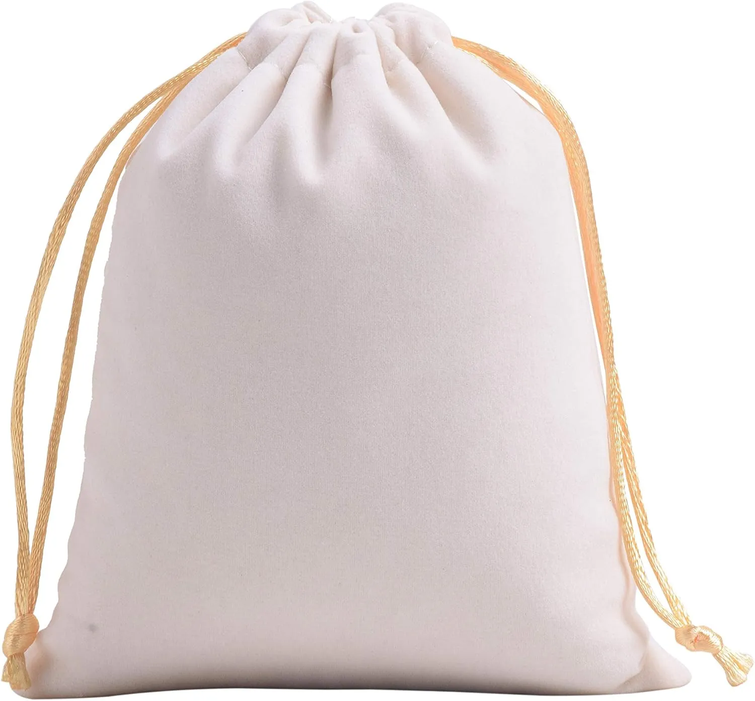Sansam 50pcs Small Cream Drawstrings Velvet Bags for Jewelry, Gift, Wedding Favors, Candy Bags, Party Favors, 2.8x3.6''