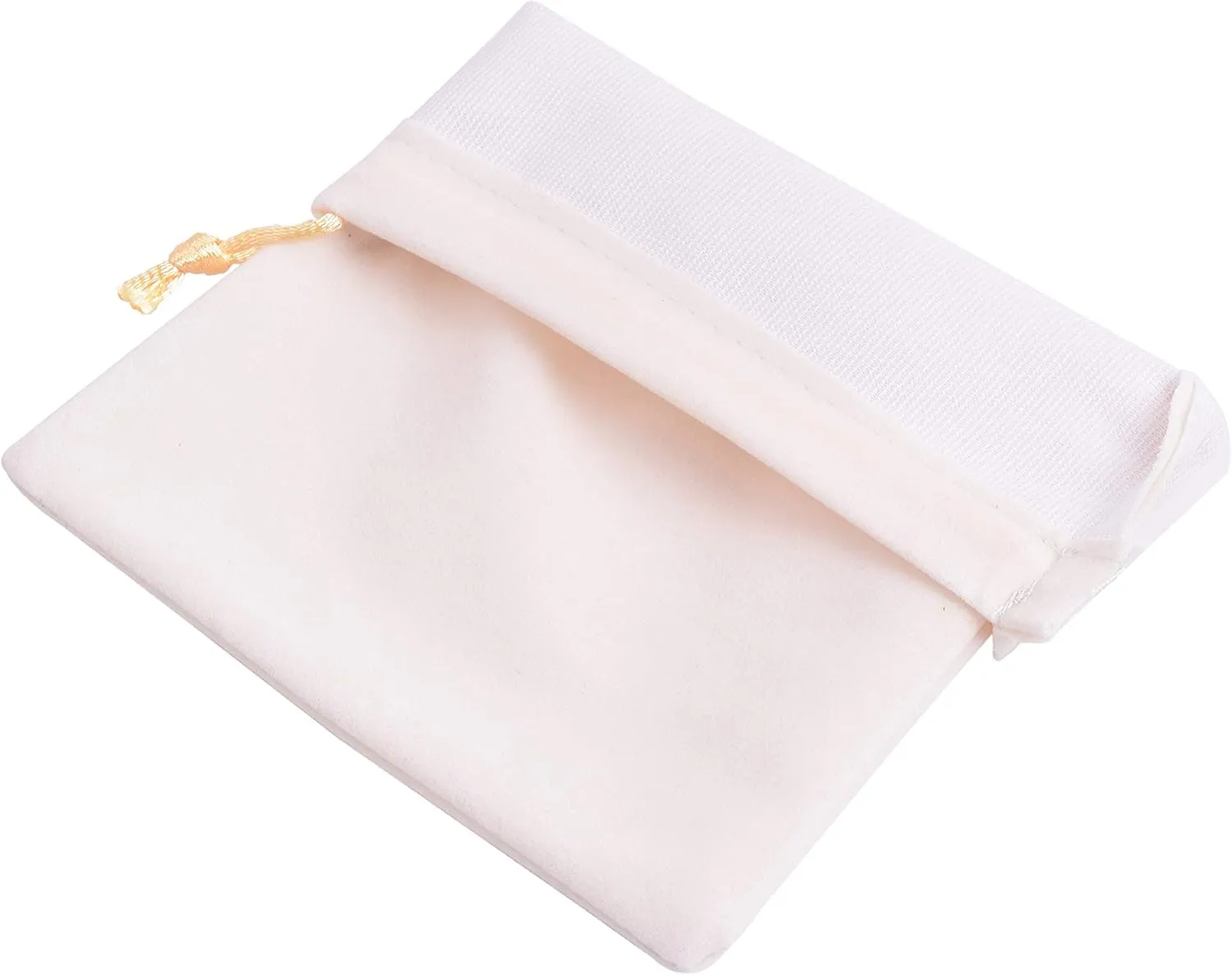 Sansam 50pcs Small Cream Drawstrings Velvet Bags for Jewelry, Gift, Wedding Favors, Candy Bags, Party Favors, 2.8x3.6''