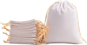 Sansam 50pcs Small Cream Drawstrings Velvet Bags for Jewelry, Gift, Wedding Favors, Candy Bags, Party Favors, 2.8x3.6''