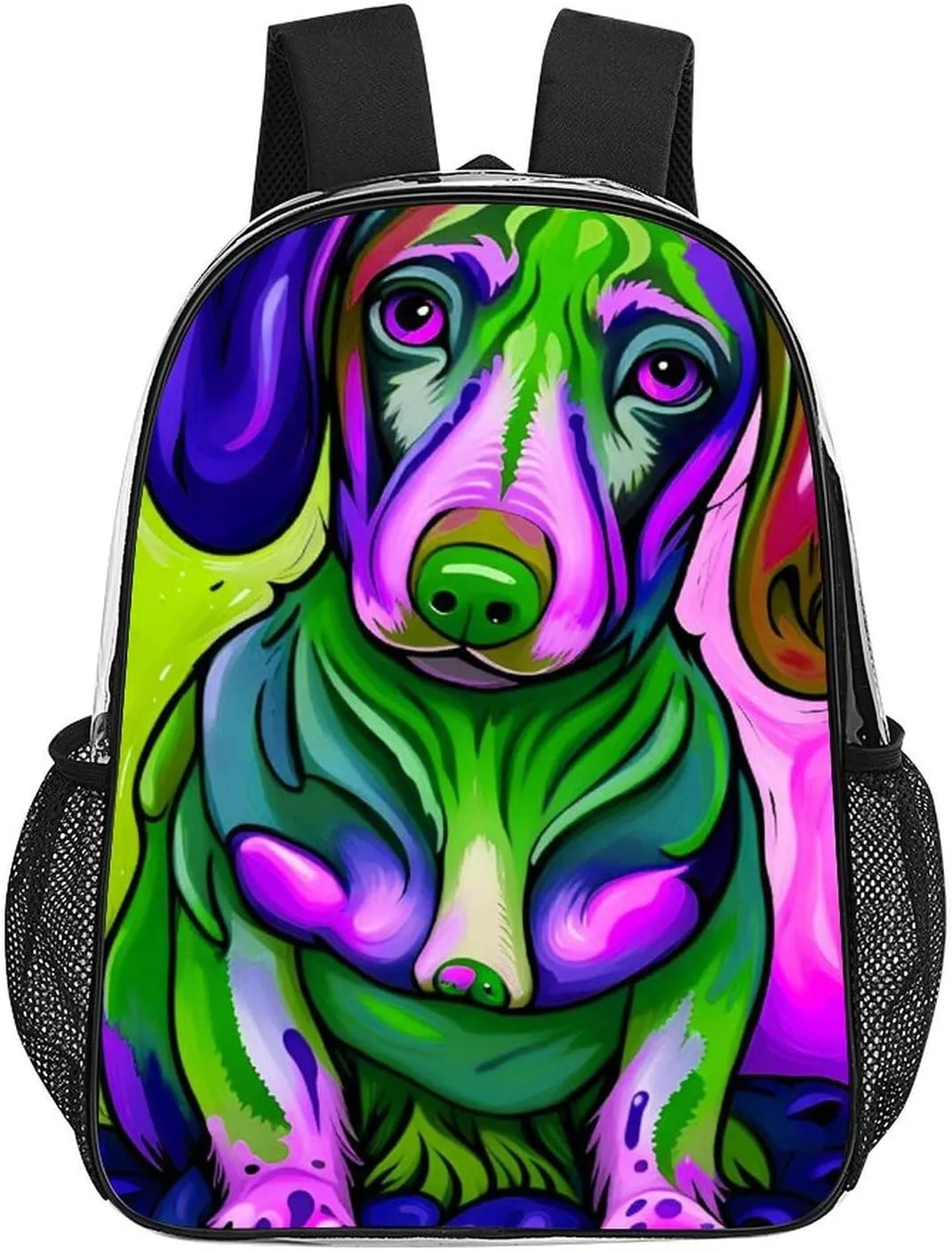 Sausage Dog Dachshund Art Backpack Lightweight Anti-Theft Multipurpose Shoulder Bag Large Capacity Travel Hiking Backpack Transparent Bag