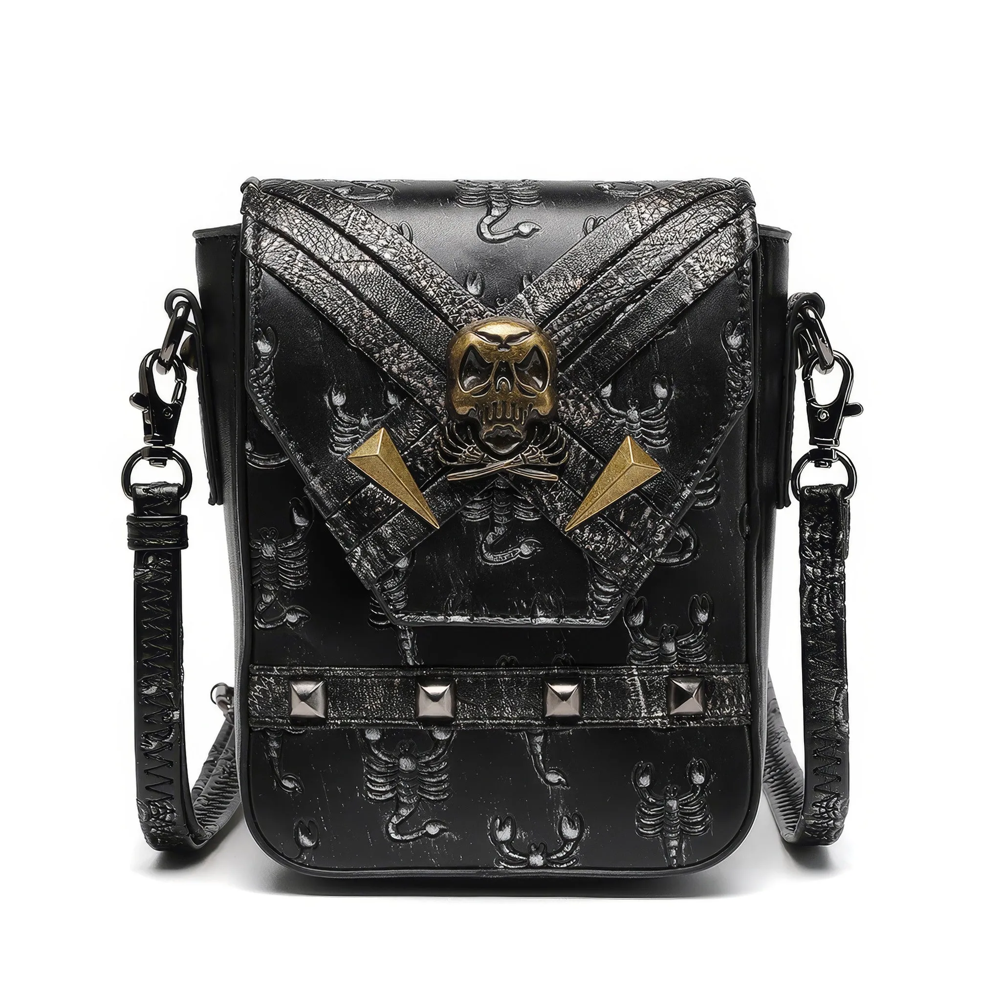 Scorpion Embossed Skull Accent Crossbody Bag