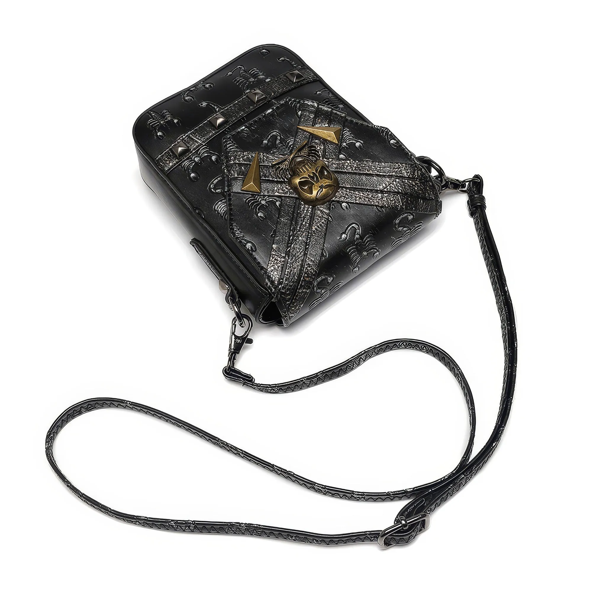 Scorpion Embossed Skull Accent Crossbody Bag