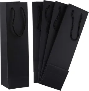SDOOT Black Wine Bags, 50 Pack - 3.7 x 3.5 x 13.8 Inch Kraft Paper Wine Gift Bags with Handles for Christmas, New Year Celebrations