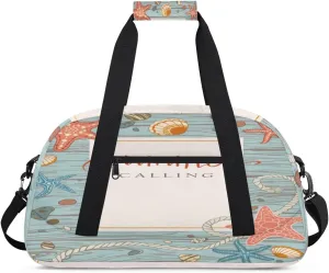 Seastars Rope Seastones Seashells Kids Overnighted Duffel Bag Carry-On Size & Ideal for School Practice or Weekender Travel with Zip and Shoulder Stra for Boys & Girls