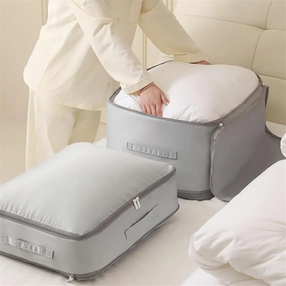 Self Compression Organizer Duvet Storage Bag Large Capacity Self Compression Moving Organizer Bags Heavy Duty Moving Bags(1pc Beige-L)