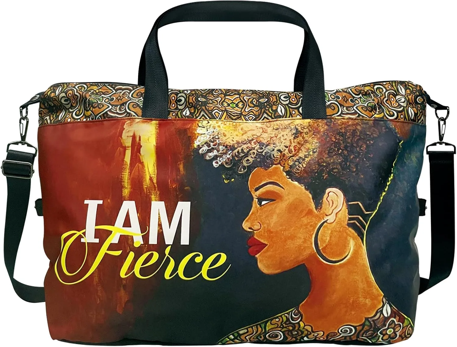 Shades of Color Gym Bag for African American Women, Duffle Bag for Sports Travel, Shoulder Strap