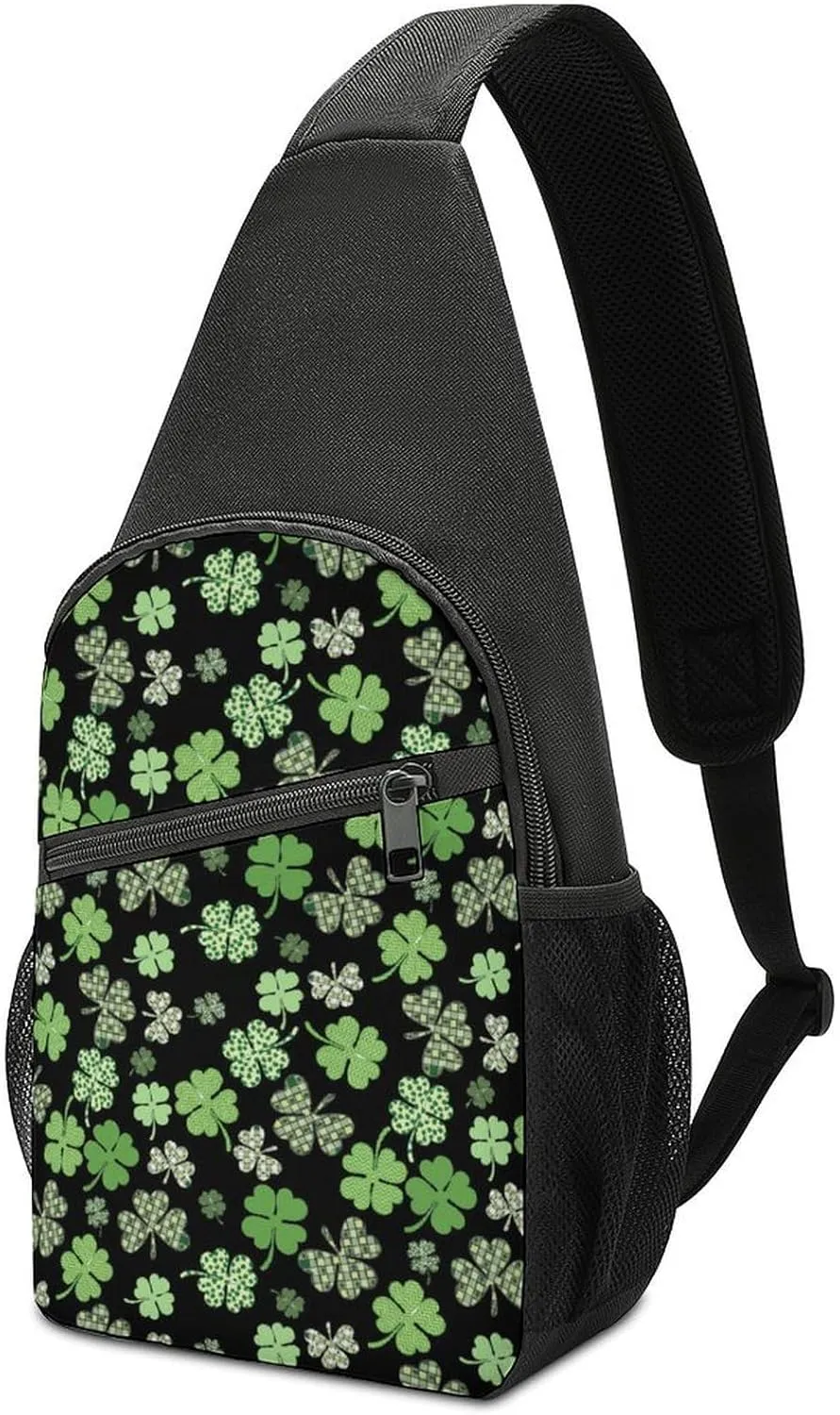 Shamrock Clover Green St. Patrick's Day Unisex Chest Bag, Travel, Running, Hiking Sports Bag