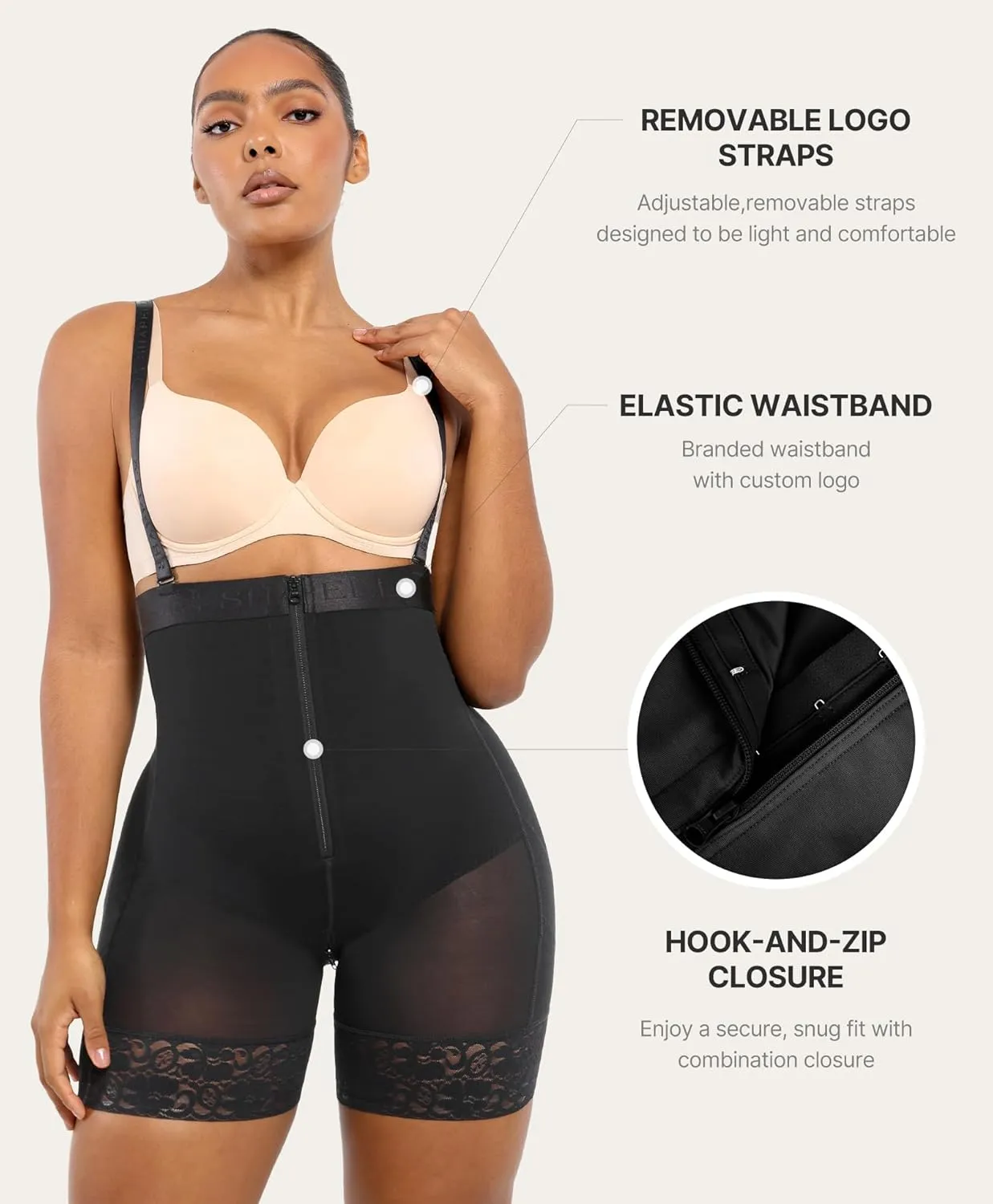 SHAPELLX Shapewear for Women Tummy Control Fajas Colombianas Body Shaper Postpartum Plus Size Butt Lifting Bodysuit