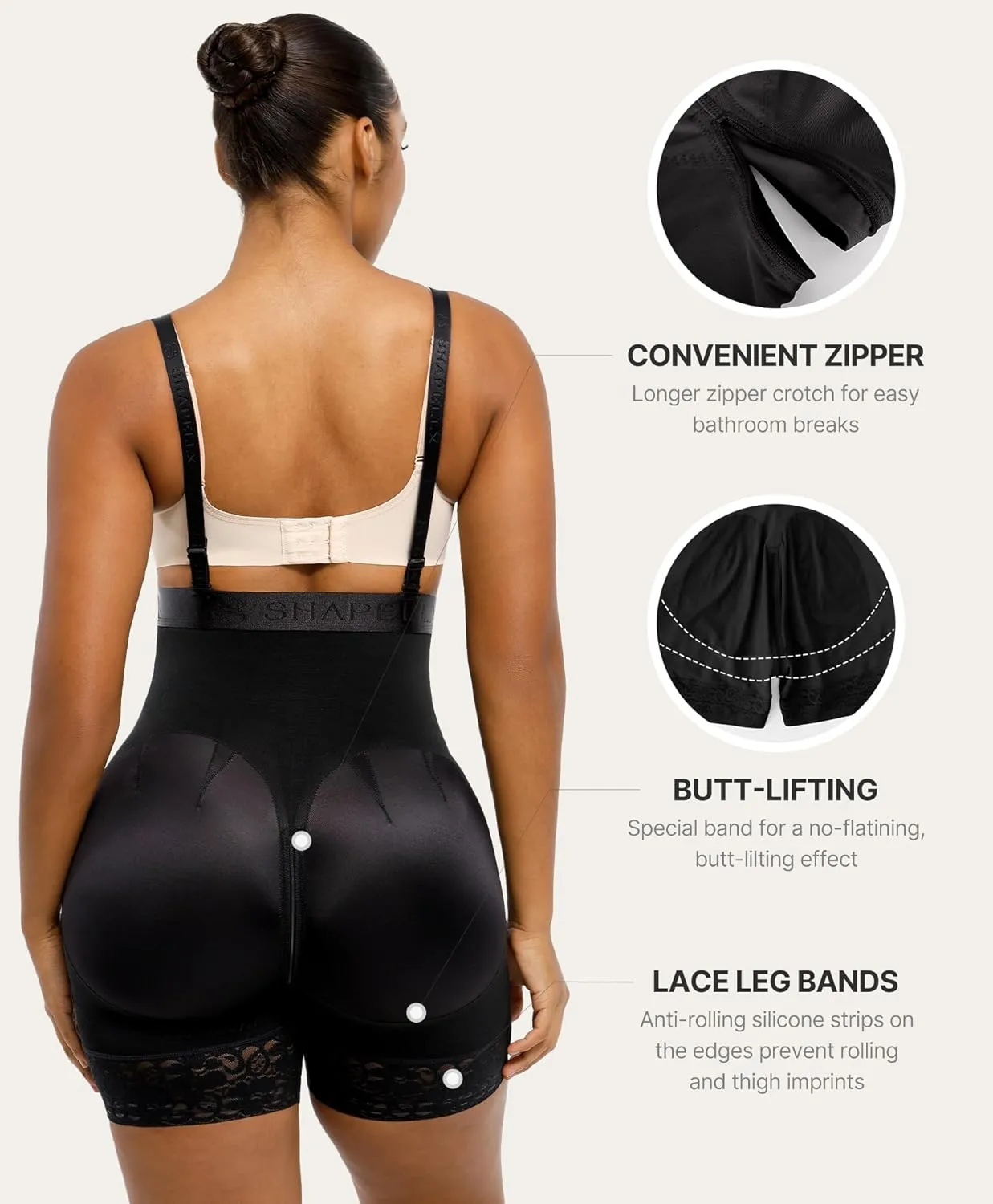 SHAPELLX Shapewear for Women Tummy Control Fajas Colombianas Body Shaper Postpartum Plus Size Butt Lifting Bodysuit
