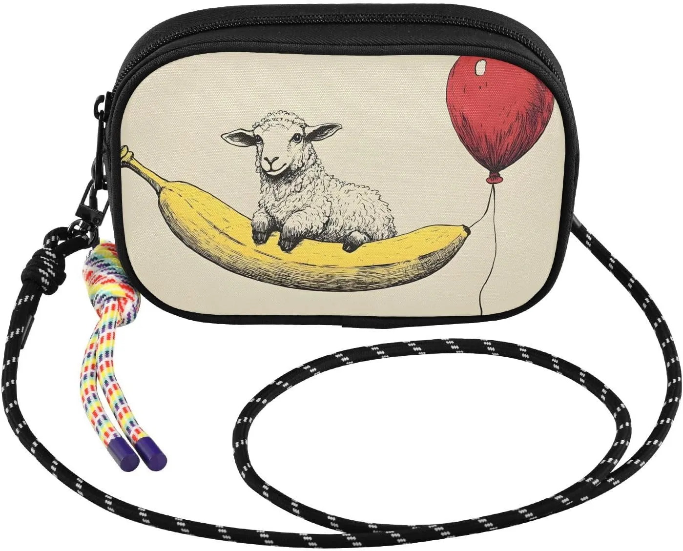 Sheep Banana Red Balloon Crossbody Bag for Women Cell Phone Purses Women's Small Shoulder Handbags Wallet Purse with Strap