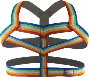 Shine on The Dance Floor! Men's Nightclub Shoulder Strap Rainbow Muscle Chest Strap! Bodybuilding Elastic