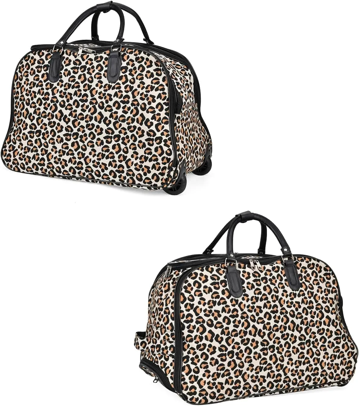 Shop LC Set of 2 Beige with Butterfly Travel Bag - Large Wheeled Rolling Duffel Bag and Small Duffel Bag Mothers Day Gifts