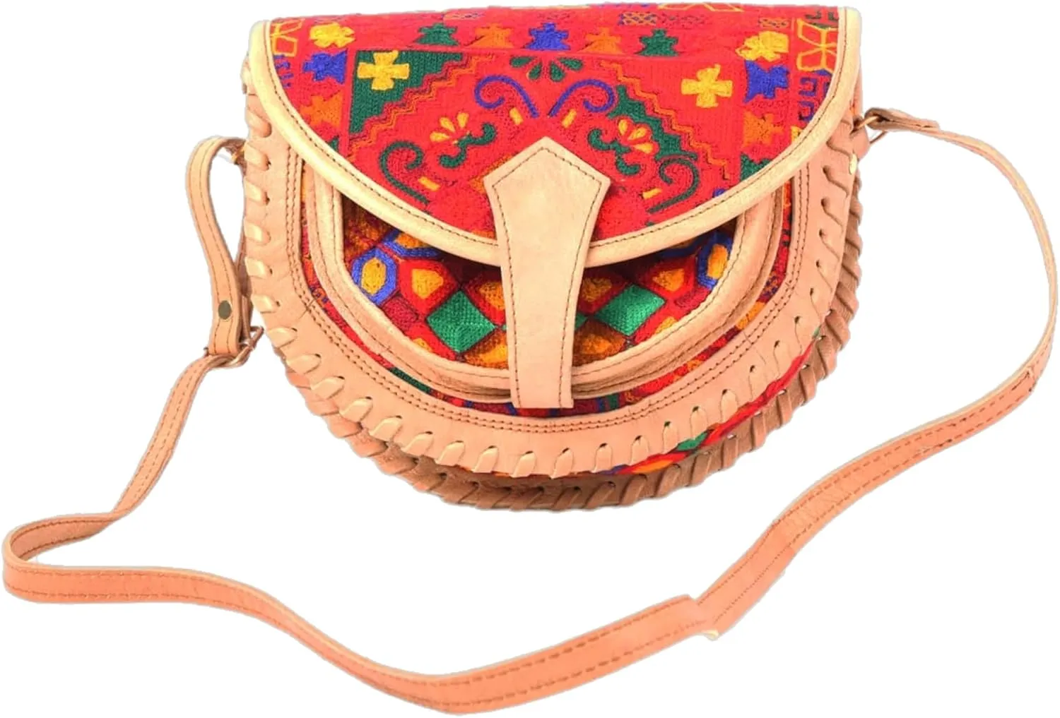 Shoulder bag size medium 14 inch color Red blue and sliver