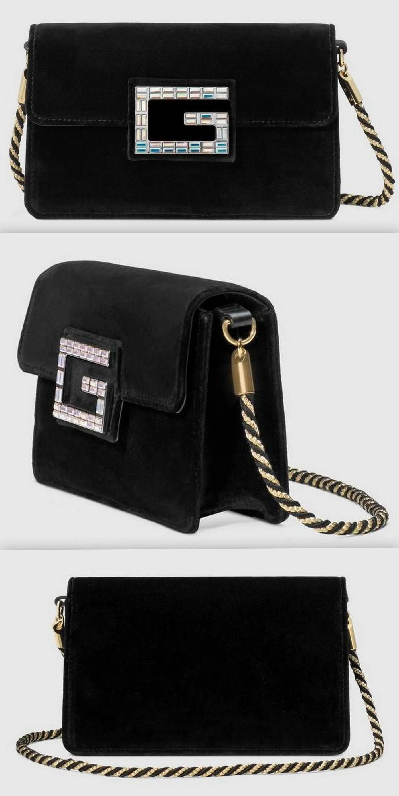 Shoulder Bag with Square G, Black