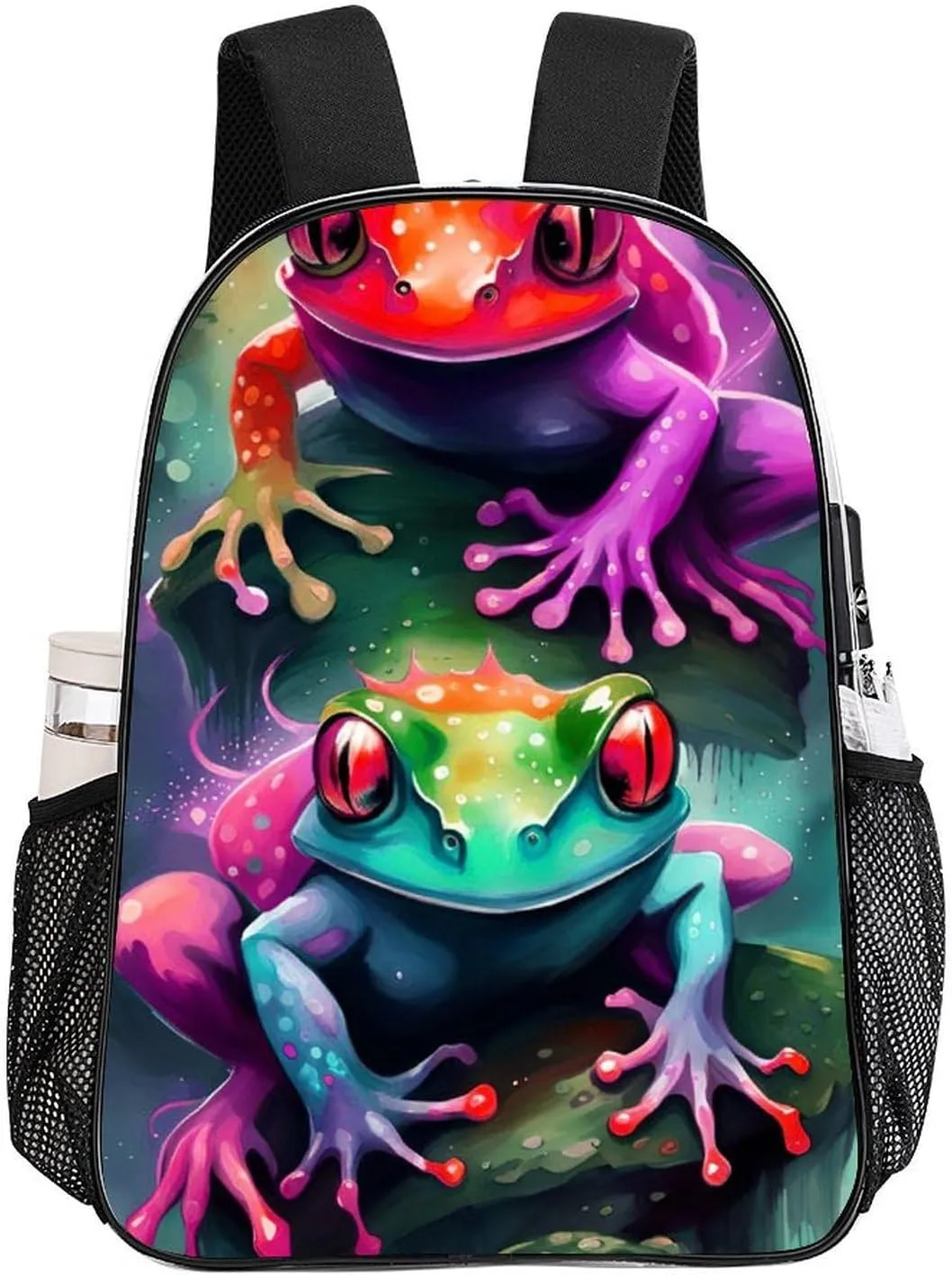 Shoulder Book Bags Anti-Theft Multipurpose Big Capacity Bookbag - Watercolor Frogs Art Travel Hiking Backpack Transparent Bag