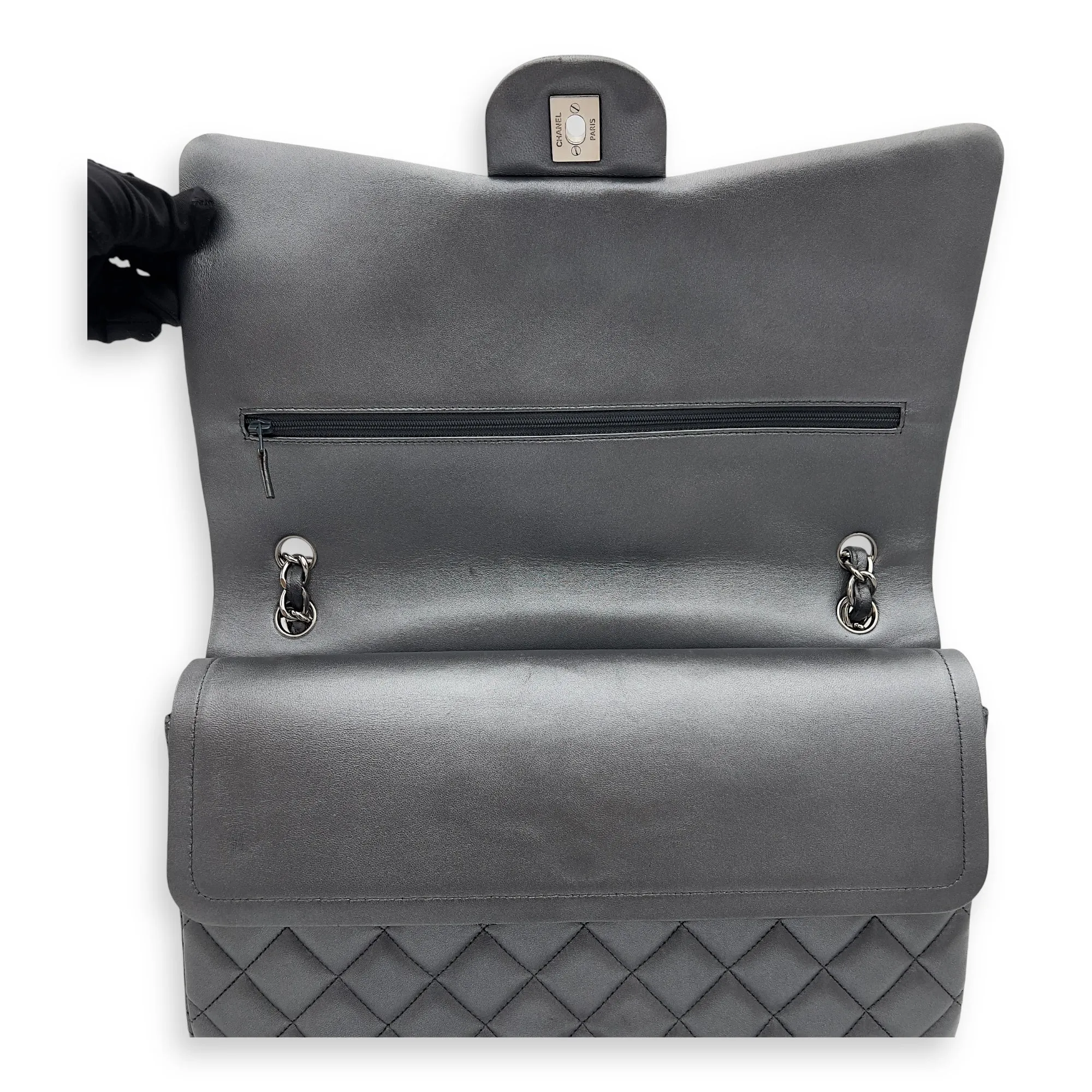 Shoulder Maxi Excellent reviews hardware Lambskin, Classic Bag in Silver Satisfaction guaranteed Silver