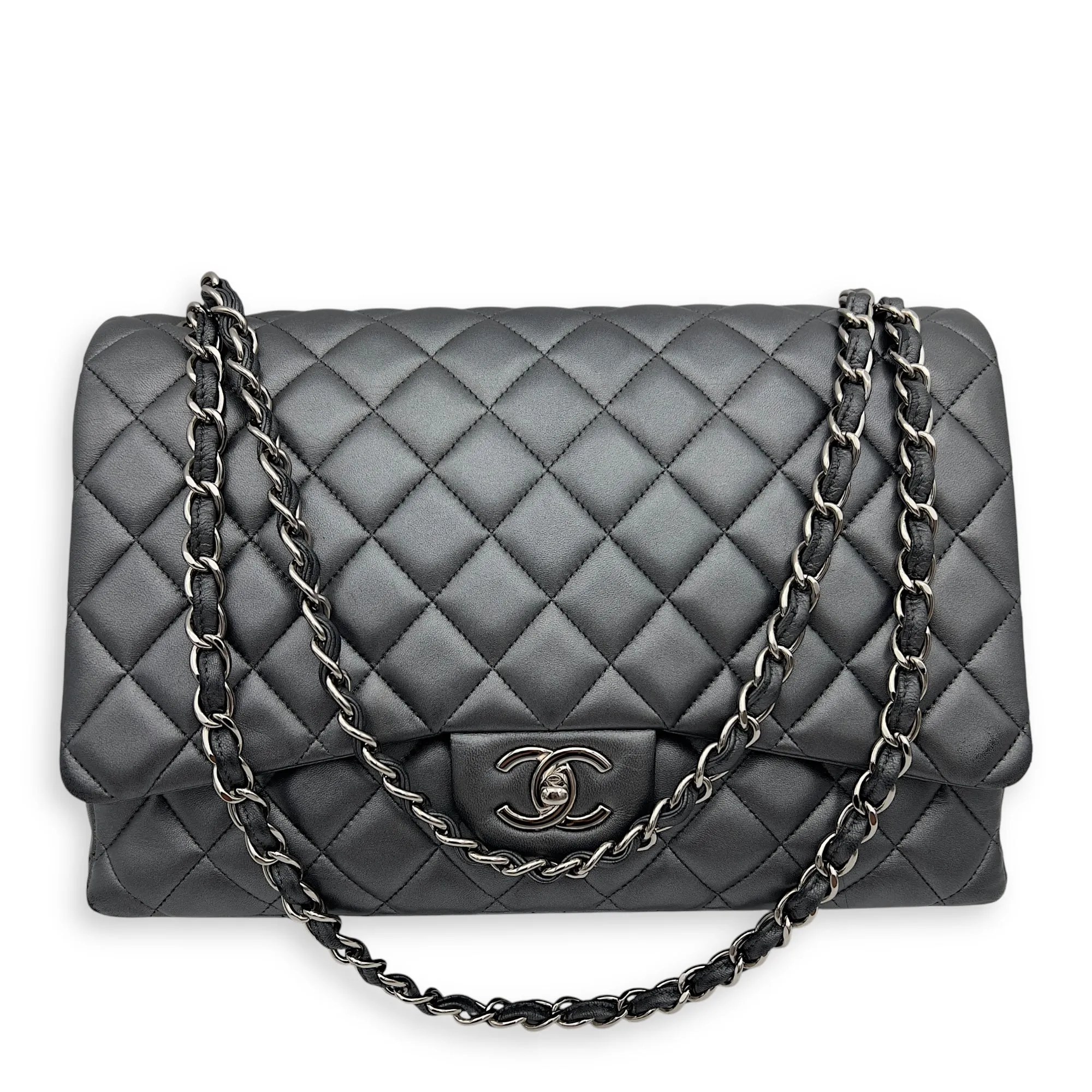 Shoulder Maxi Excellent reviews hardware Lambskin, Classic Bag in Silver Satisfaction guaranteed Silver