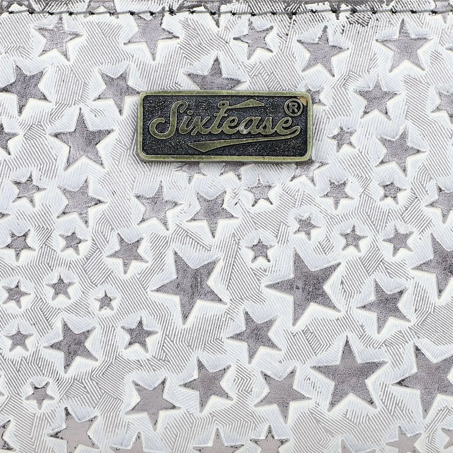 Sixtease Bags - Leather Women's Wallet - Dark Gray Stars