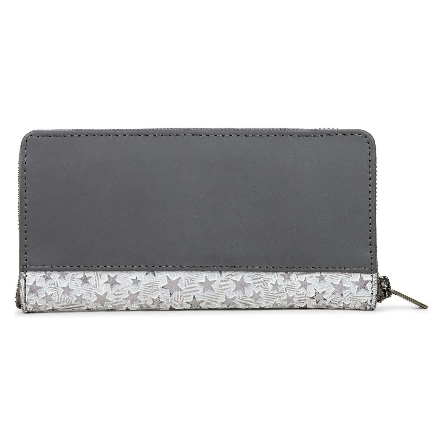 Sixtease Bags - Leather Women's Wallet - Dark Gray Stars