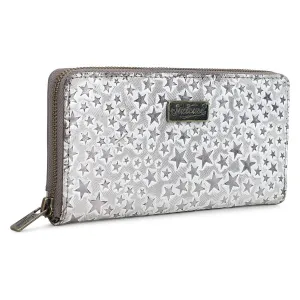 Sixtease Bags - Leather Women's Wallet - Dark Gray Stars