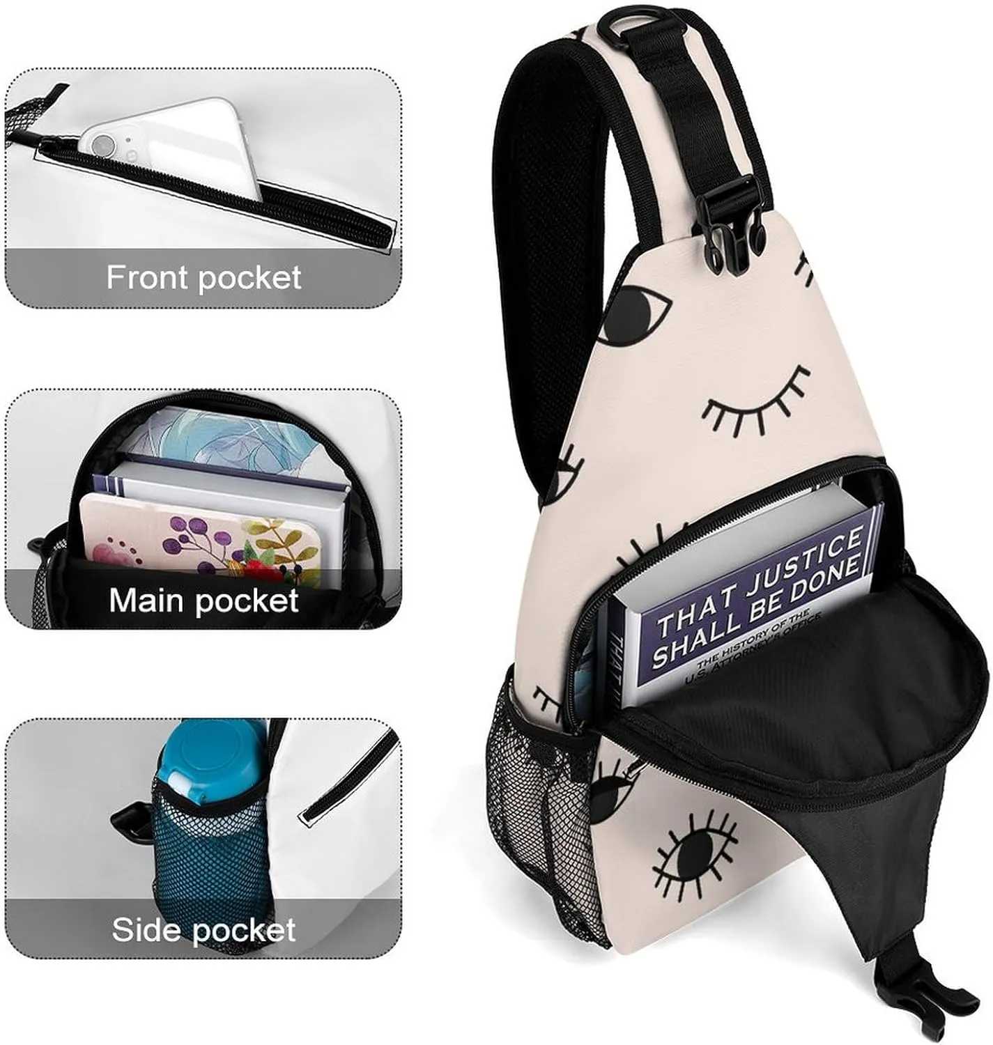 Skull And Flowers Versatile And Convenient Multipurpose Crossbody Bag - Perfect for Travel And Hiking