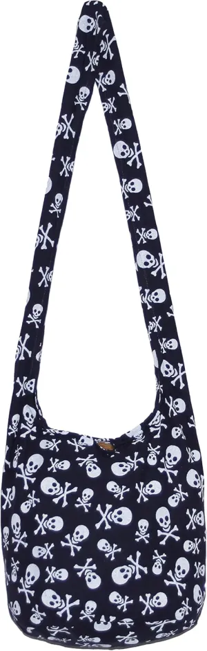 Skull Bohemian Boho Hobo Hippie Gothic Crossbody Bag Purse 33" Black