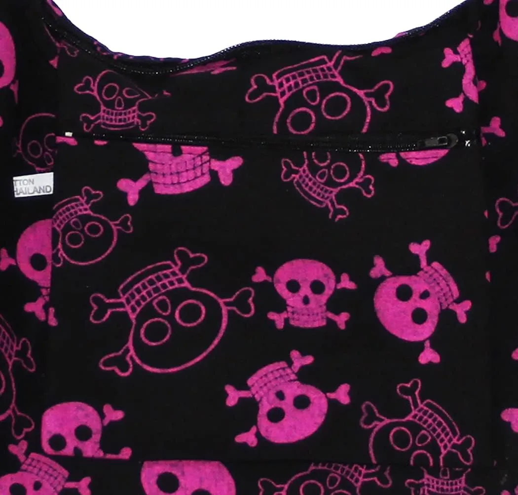 Skull Bohemian Boho Hobo Hippie Gothic Crossbody Bag Purse 33" Black