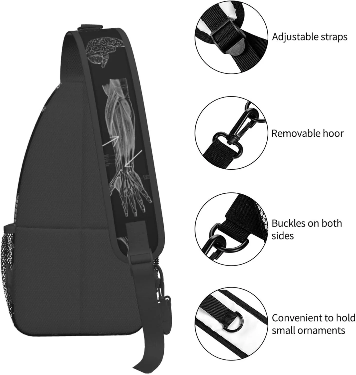 Skull Crossbody Bag Men Shoulder Bag Backpack Cool Sling Bag Chest Casual Daypack Bag