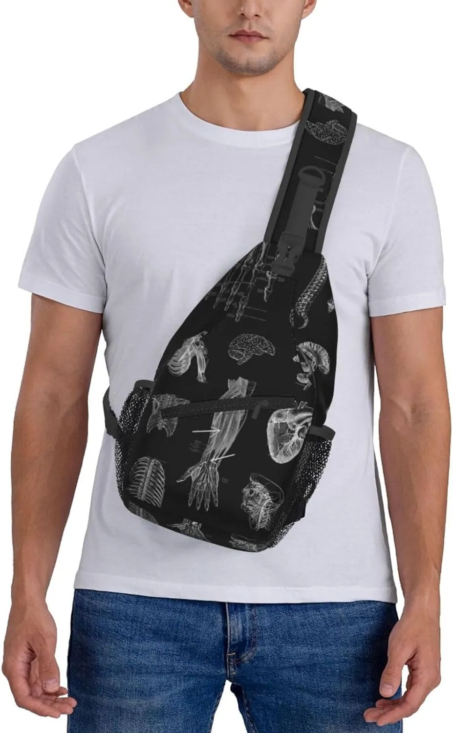Skull Crossbody Bag Men Shoulder Bag Backpack Cool Sling Bag Chest Casual Daypack Bag