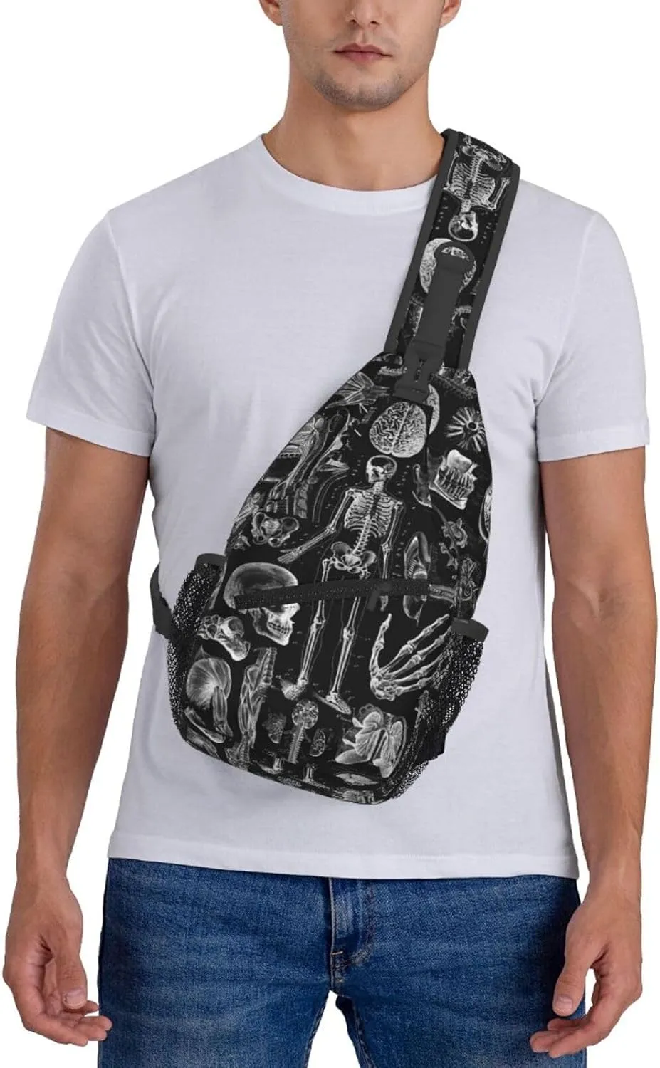 Skull Crossbody Bag Men Shoulder Bag Backpack Cool Sling Bag Chest Casual Daypack Bag