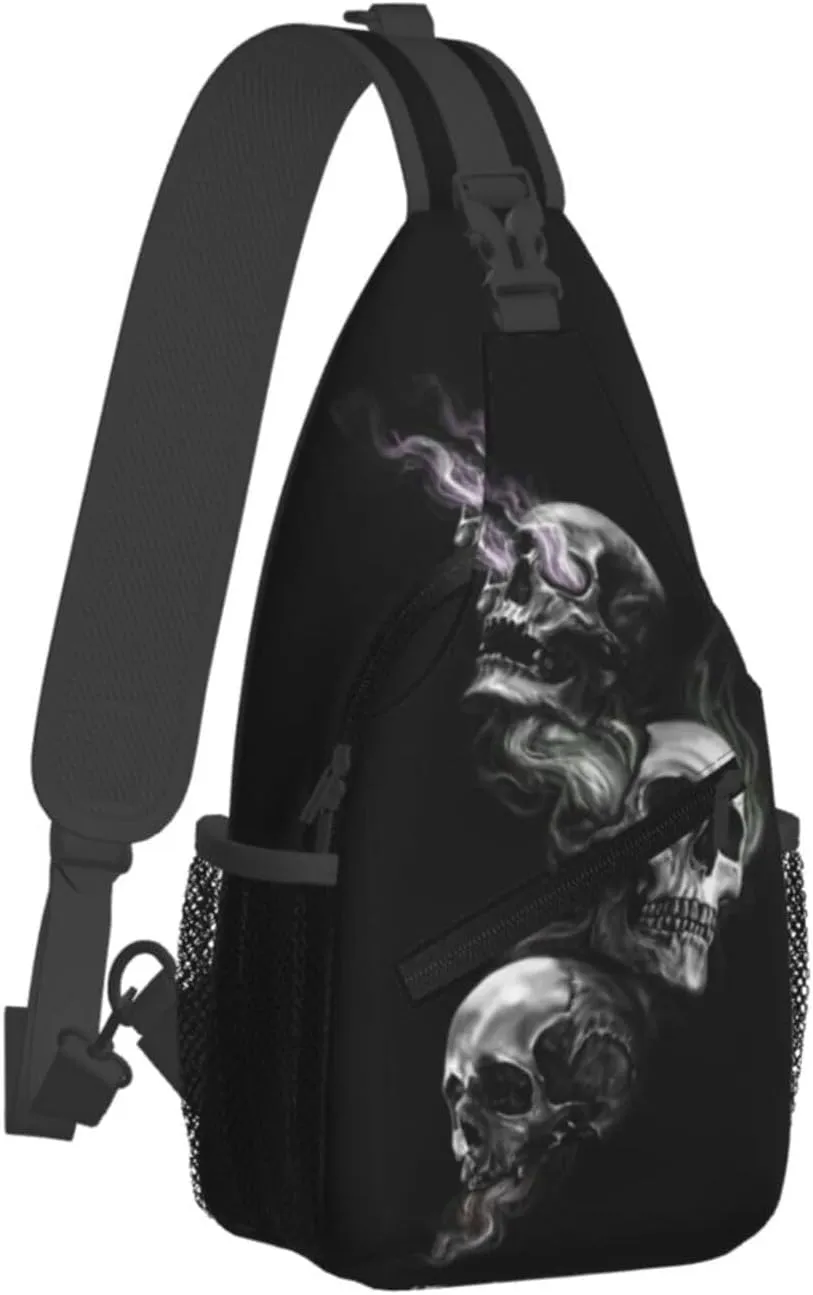 Skull Crossbody Bag Men Shoulder Bag Backpack Cool Sling Bag Chest Casual Daypack Bag
