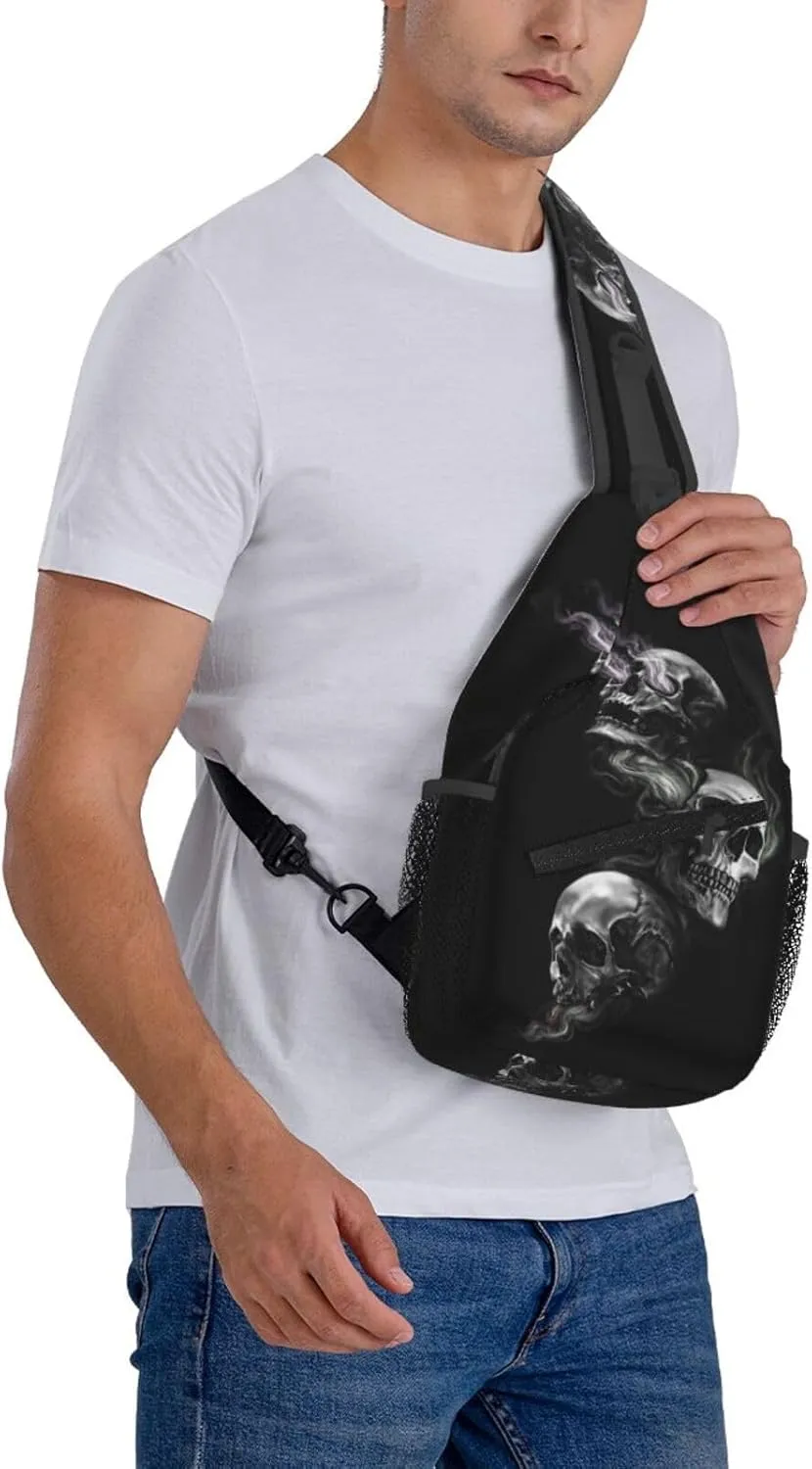 Skull Crossbody Bag Men Shoulder Bag Backpack Cool Sling Bag Chest Casual Daypack Bag