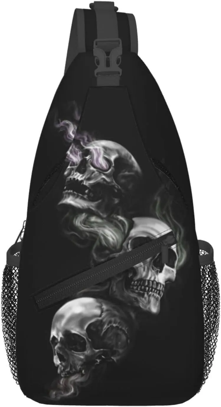 Skull Crossbody Bag Men Shoulder Bag Backpack Cool Sling Bag Chest Casual Daypack Bag