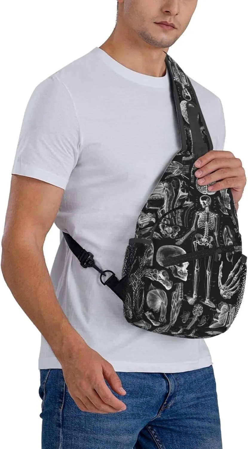 Skull Crossbody Bag Men Shoulder Bag Backpack Cool Sling Bag Chest Casual Daypack Bag