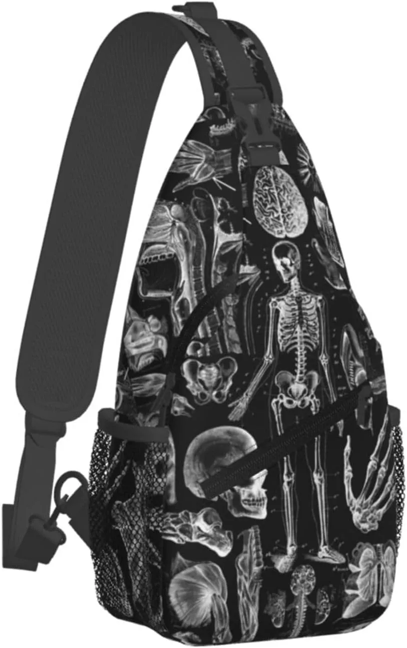 Skull Crossbody Bag Men Shoulder Bag Backpack Cool Sling Bag Chest Casual Daypack Bag