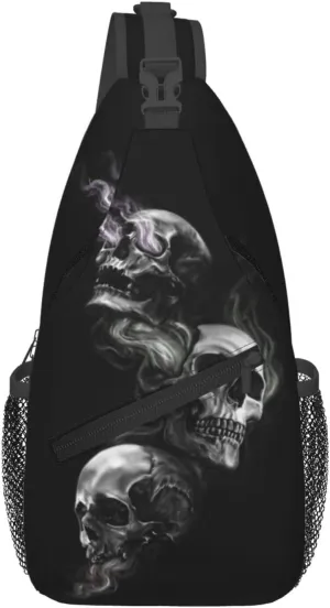 Skull Crossbody Bag Men Shoulder Bag Backpack Cool Sling Bag Chest Casual Daypack Bag