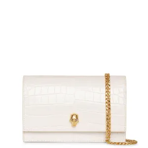 Skull mini white embossed bag