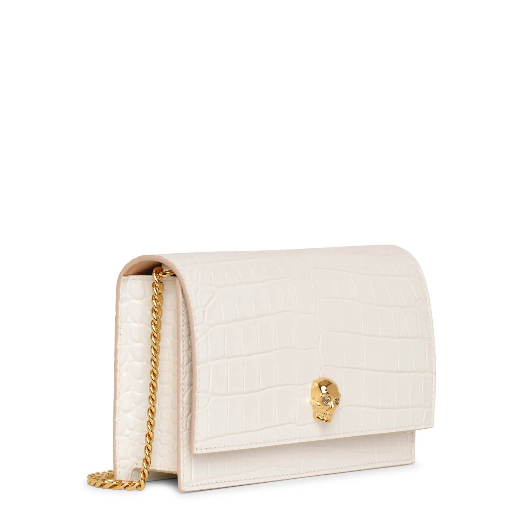 Skull mini white embossed bag