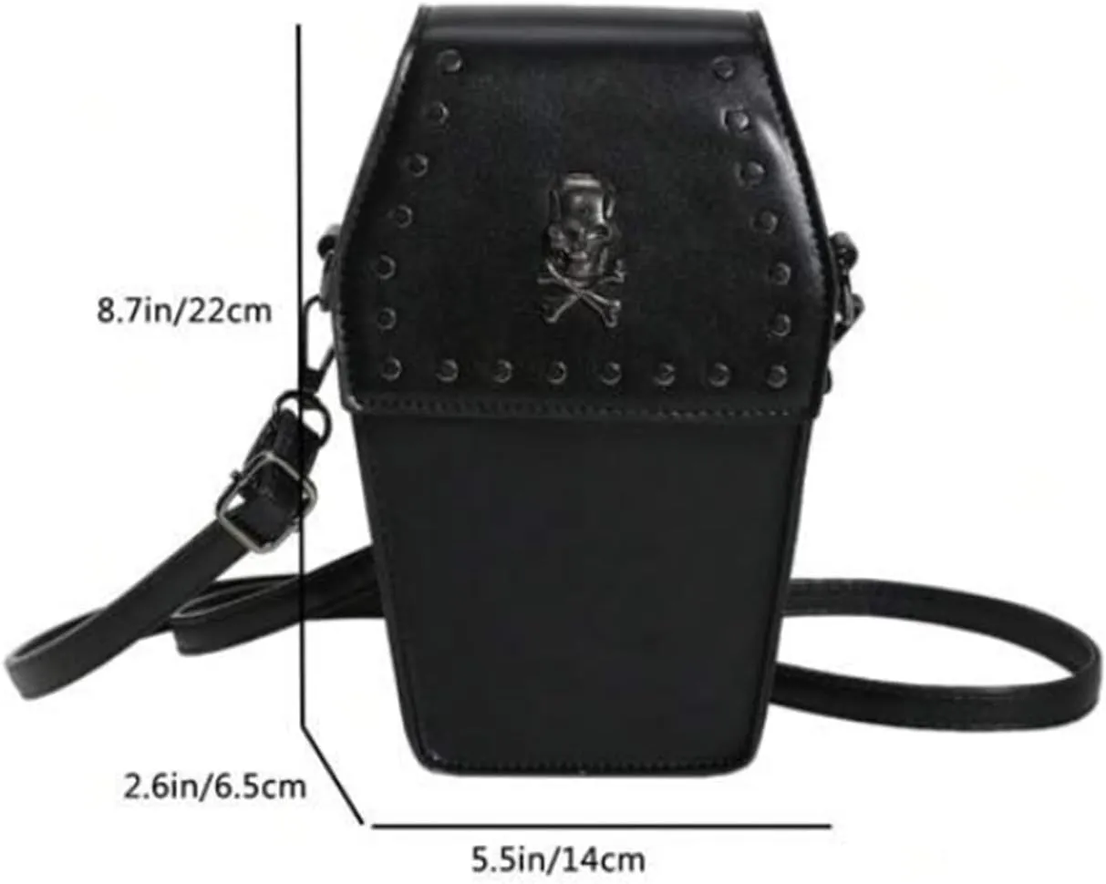 Skull Punk Style Steampunk Gothic Style Coffin Shaped Bag Mini Y2K Crossbody Vintage Cross Pattern Women's Purse