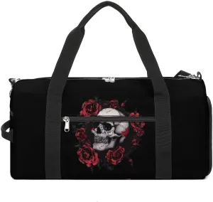 Skull Rose Skeleton Gym Bag for Men Women Lightweight Duffel Bag Sports Workout Bag for Travel Yoga