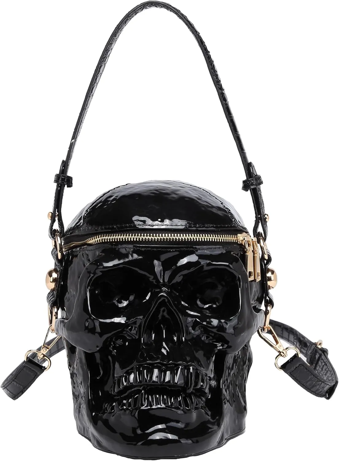 Skull Shaped Purse Crossbody Shoulder Bag Weird Horror Gothic PVC Handbag Halloween Top Handle Bag