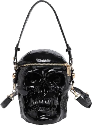 Skull Shaped Purse Crossbody Shoulder Bag Weird Horror Gothic PVC Handbag Halloween Top Handle Bag